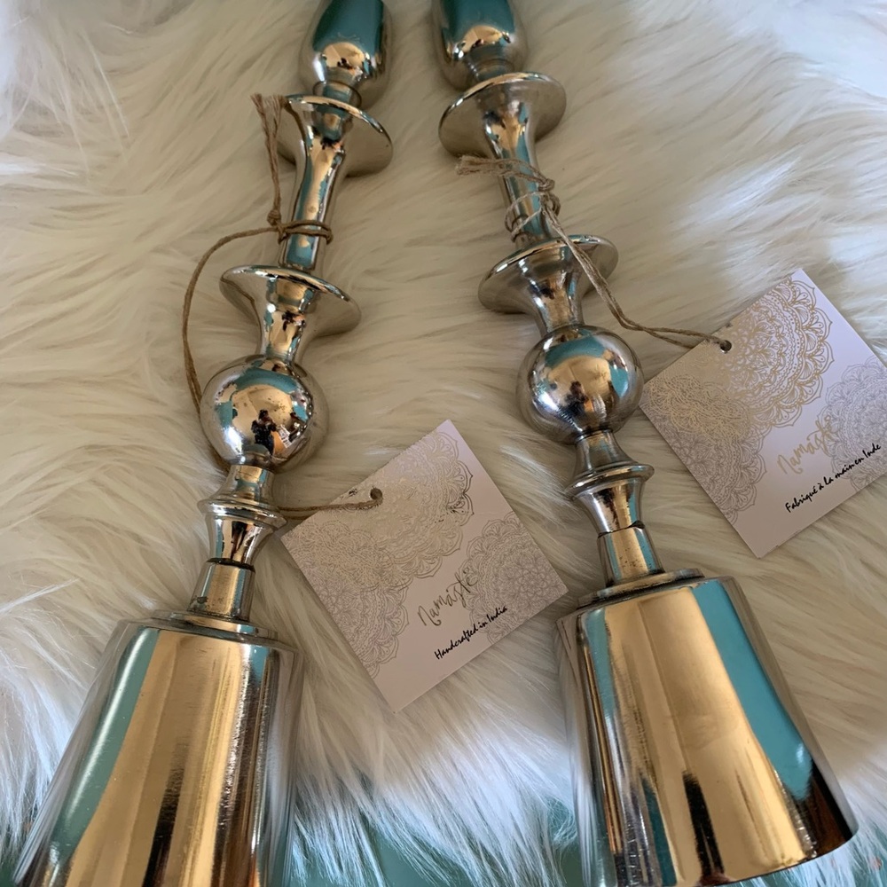 Chic Silver Candle Holders